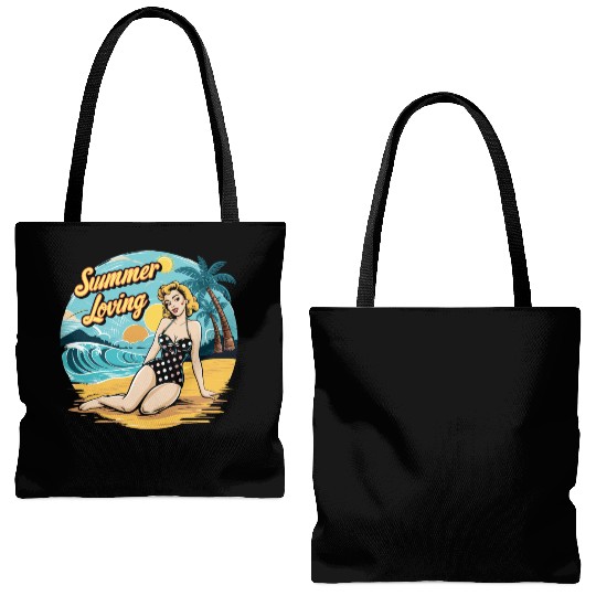 Retro Summer Loving Beach Vibes for a Beach Lover Tote Bags (AOP)