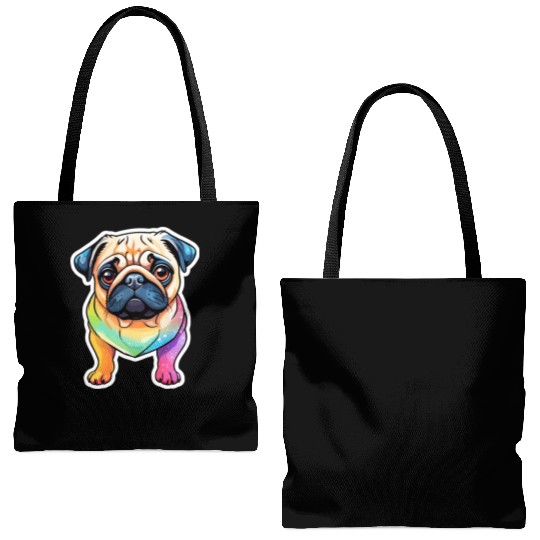 Pug Watercolor Tote Bags (AOP)