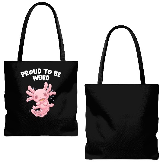 Proud to Be Weird Axolotl Animal Lover Salamander Tote Bags (AOP)