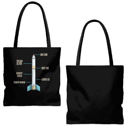 Aerospace Model Rocket Kit Drawing Design Tote Bags (AOP)