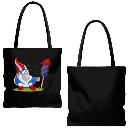 Adorable Gnome Fireworks America Tote Bags (AOP)