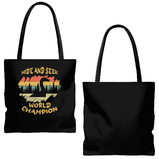 Hide Seek Champion Nessie Loch Ness Cryptid Retro Tote Bags (AOP)