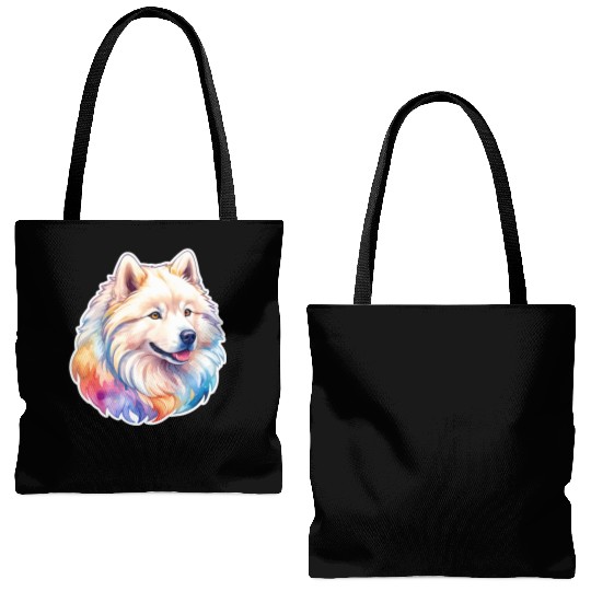 Samoyed Dog Watercolor Tote Bags (AOP)