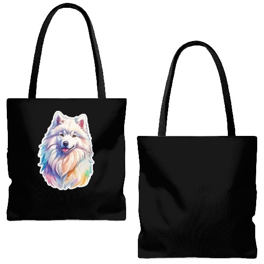 Samoyed Dog Watercolor Tote Bags (AOP)