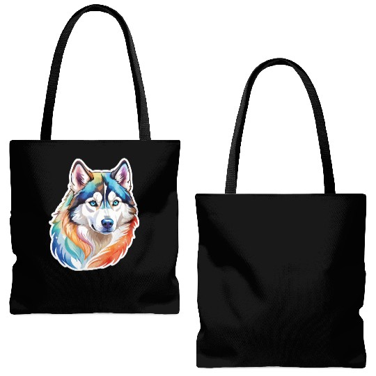 Siberian Husky Watercolor Tote Bags (AOP)