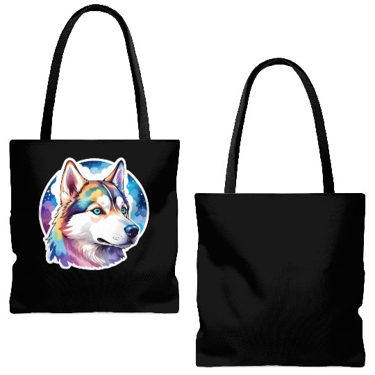 Siberian Husky Watercolor Tote Bags (AOP)