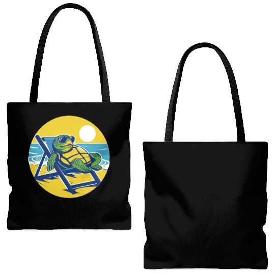 Sea Turtle Chillin on the Beach Tote Bags (AOP)
