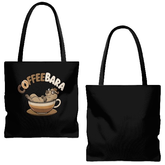 Coffeebara Capybara Coffedrinker Tote Bags (AOP)