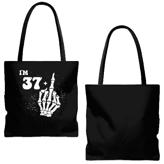 I Am 37 Plus Middle Finger - 38th Birthday Tote Bags (AOP)