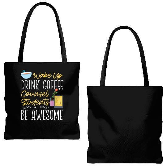 School Counselor Coffee Wake Up Tote Bags (AOP)