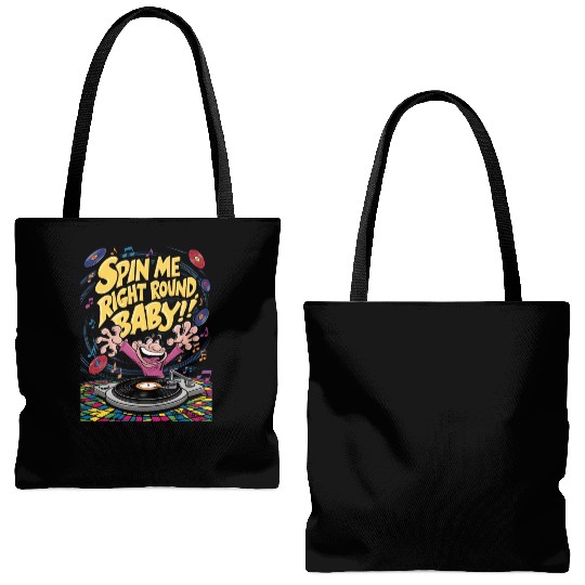 Comic style spin me right round baby | turntable Tote Bags (AOP)