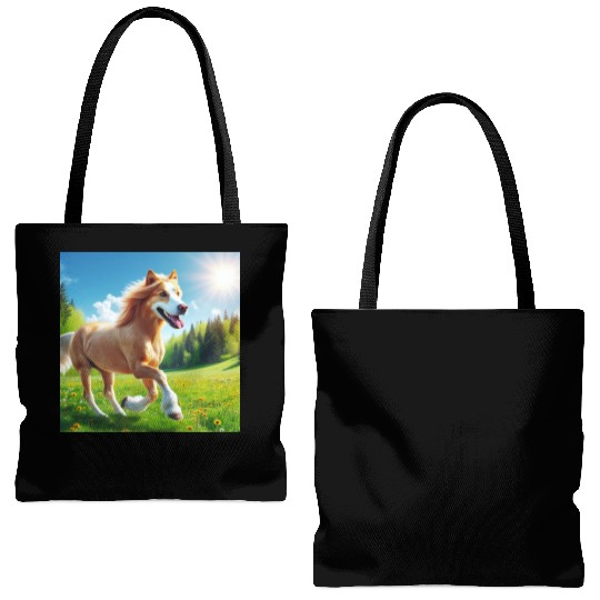 The golden retriever-horse Tote Bags (AOP)