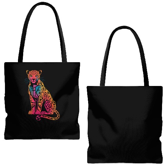 Colorful Geometric Jaguar Artwork for Bold Tote Bags (AOP)