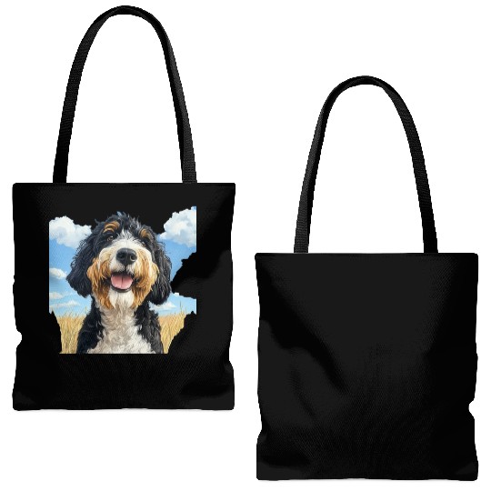 Bernedoodle Field Nature Bernedoodle Watercolor 2 Tote Bags (AOP)