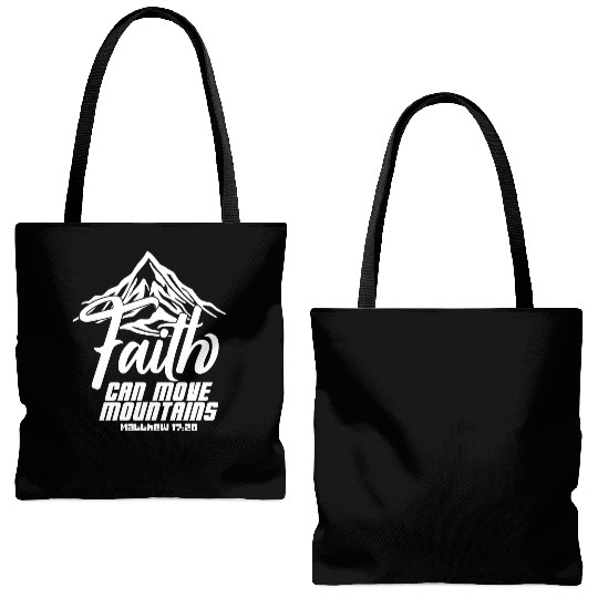 Faith Can Move Mountains Love Jesus Christian Tote Bags (AOP)