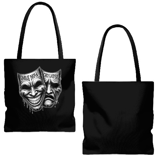 SMILE NOW CRY LATER Drama Masks Payaso Cholo Tatto Tote Bags (AOP)