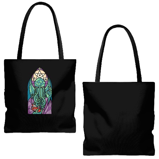Cthulhu Church Stained Glass Cosmic Horror Funny Tote Bags (AOP)