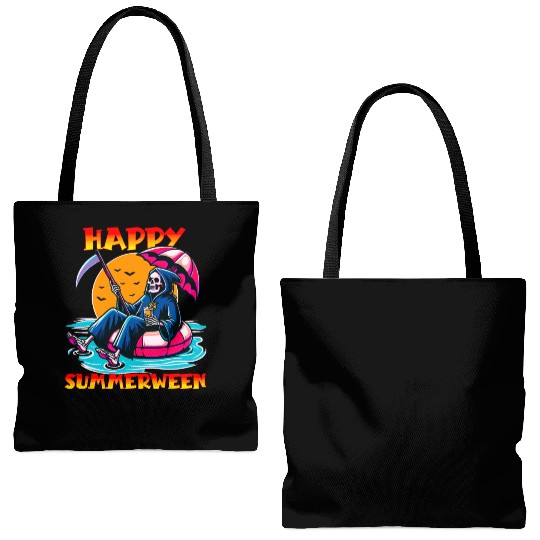 Happy Summerween Float Summer Halloween Spooky Tote Bags (AOP)