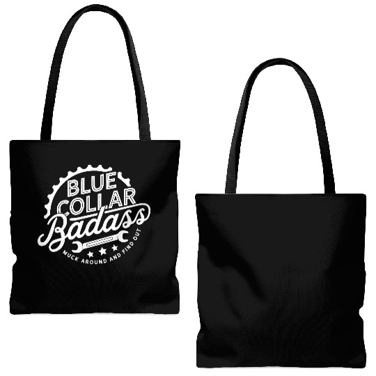 Blue Collar BadAss Working Class Hero Design Tote Bags (AOP)