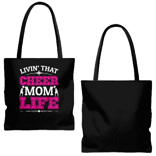 Living Cheer Mom Life Cheerleading Mother's Day Tote Bags (AOP)