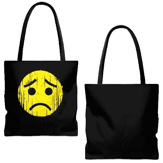 Depressed Emoticon Tote Bags (AOP)