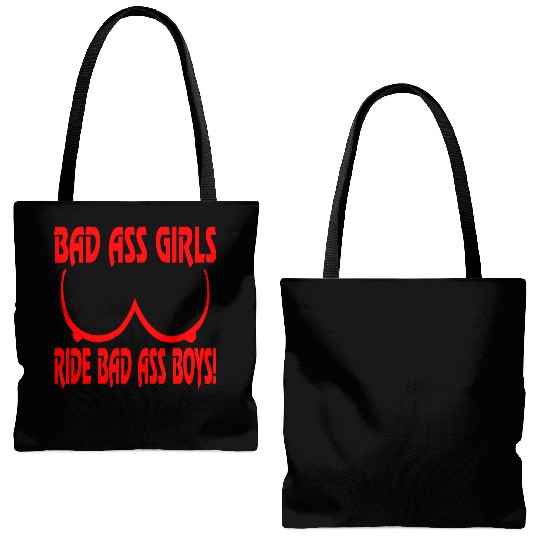 Badass Girls Ride Badass Boys LIKE US ON FACEBOOK Tote Bags (AOP)
