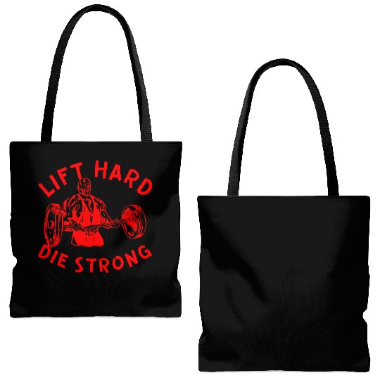 Lift Hard Die Strong LIKE US ON FACEBOOK Tote Bags (AOP)