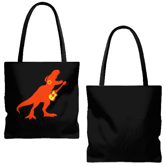 Guitar Dino T. Rex Guitarist Dinosaur Roaring Loud Tote Bags (AOP)