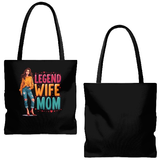 Retro Wife Mom Legend Vintage Mothers Day Mother Tote Bags (AOP)