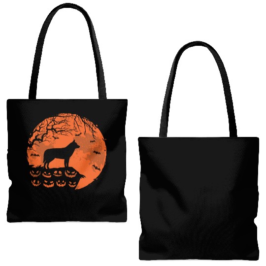 Siberian Husky And Moon Halloween Funny Dog Lover Tote Bags (AOP)