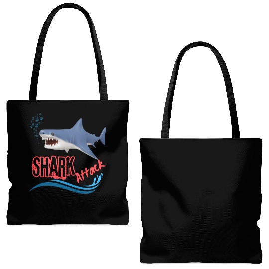 A different unique colorful shark attack design Tote Bags (AOP)