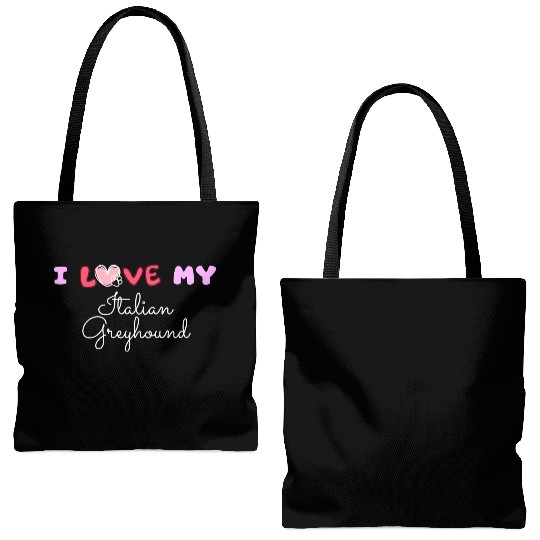 I Love My Italian Greyhound Tote Bags (AOP)