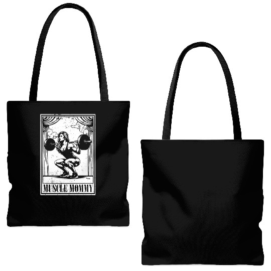 Tarot Cards Muscle Mommy Squatting Barbell Tote Bags (AOP)