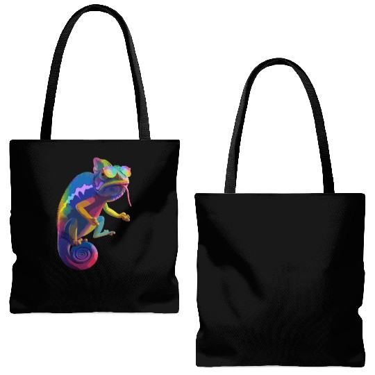 Psychedelic Chameleon Vibes Tote Bags (AOP)