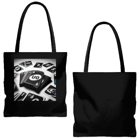 Black Uno Cards Tote Bags (AOP)