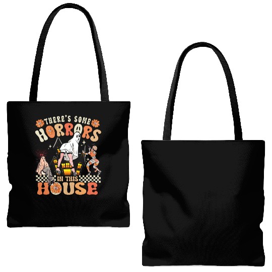 There's Some Horrors In This House Ghost Halloween Tote Bags (AOP)