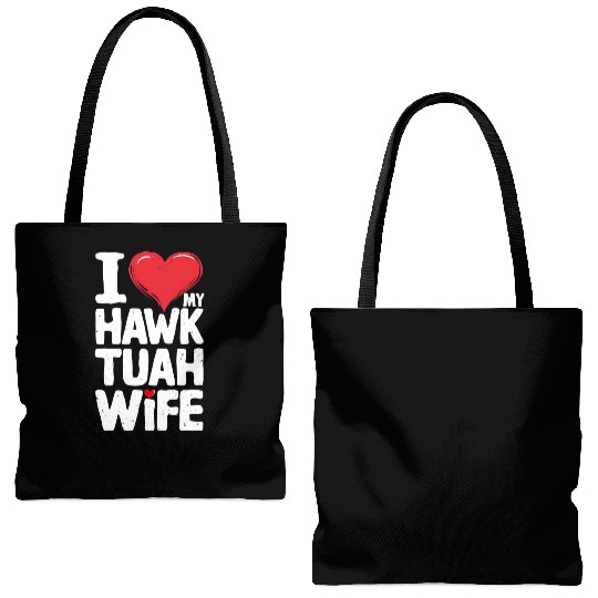 I Love My Hawk Tuah Wife Funny Hawk Tua Wife Tote Bags (AOP)