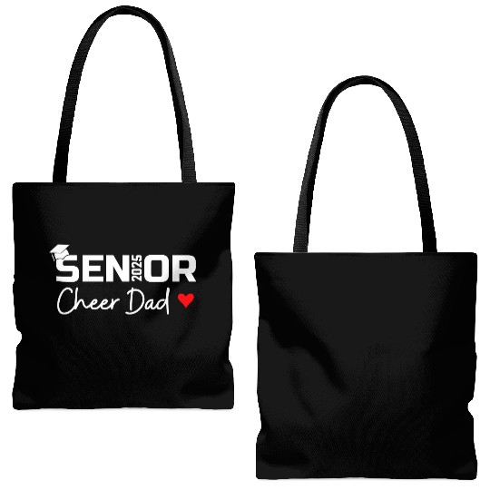 Proud Cheer Dad Of A Class Of 2025 Senior Graduate Tote Bags (AOP)