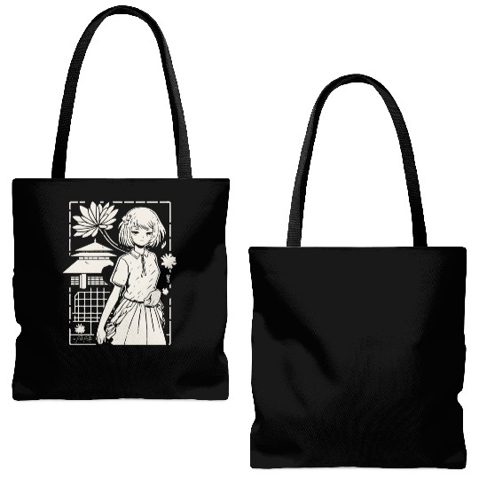 Japan: Sakura Girl Cartoon Tote Bags (AOP)