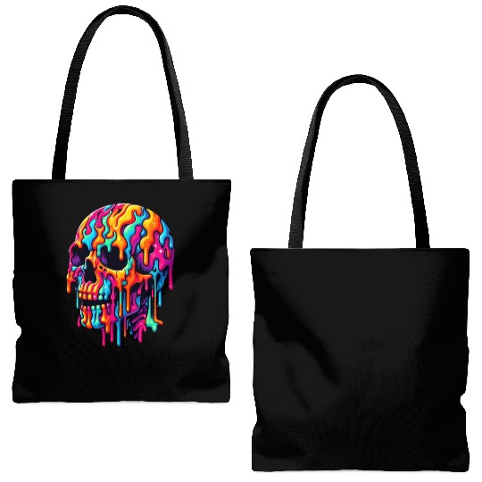 Vibrant Psychedelic Skull Tote Bags (AOP)