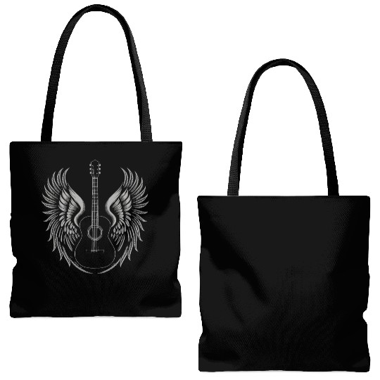 Electric Guitar with Wings Rock and Roll Music Tote Bags (AOP)