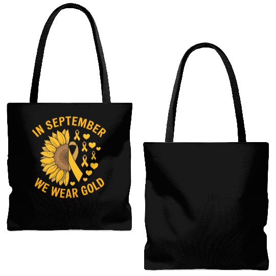 September We Wear Gold Childhood Cancer Awareness Tote Bags (AOP)