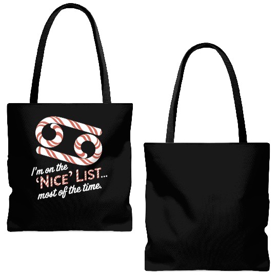 Funny Cancer Zodiac Christmas: Nice List Tote Bags (AOP)