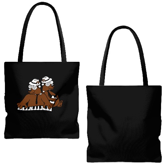 2 Cool Brown Bear Team Friends Playing Band Music Tote Bags (AOP)