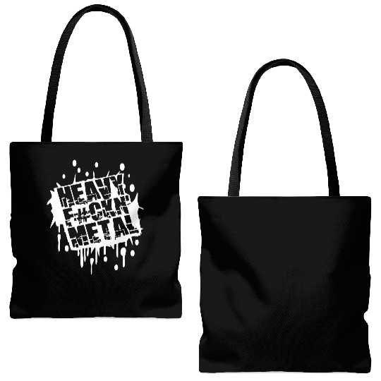 Heavy F#ckin' Metal Hard Rock Music Graffiti Spray Tote Bags (AOP)