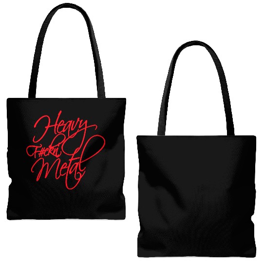 Heavy F#ckin' Metal Hard Rock Fun Music Text Quote Tote Bags (AOP)