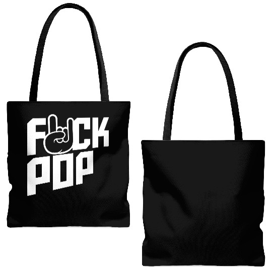 Fuck pop charts music heavy metal fun hand gesture Tote Bags (AOP)