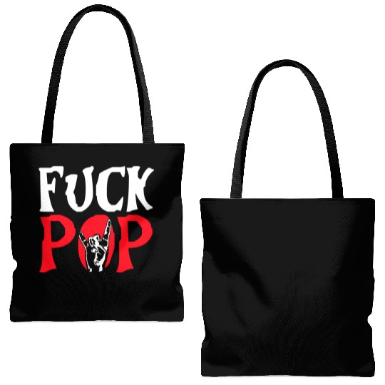 Fuck pop charts music heavy metal fun hand gesture Tote Bags (AOP)