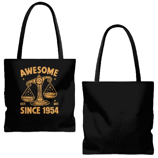 Awesome Since 1954 Libra Zodiac Birthday October Tote Bags (AOP)