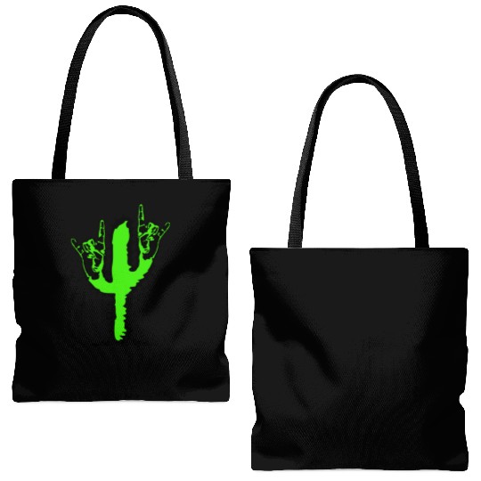 Cactus Plant Heavy Metal Hard Rock Hand Gesture Tote Bags (AOP)